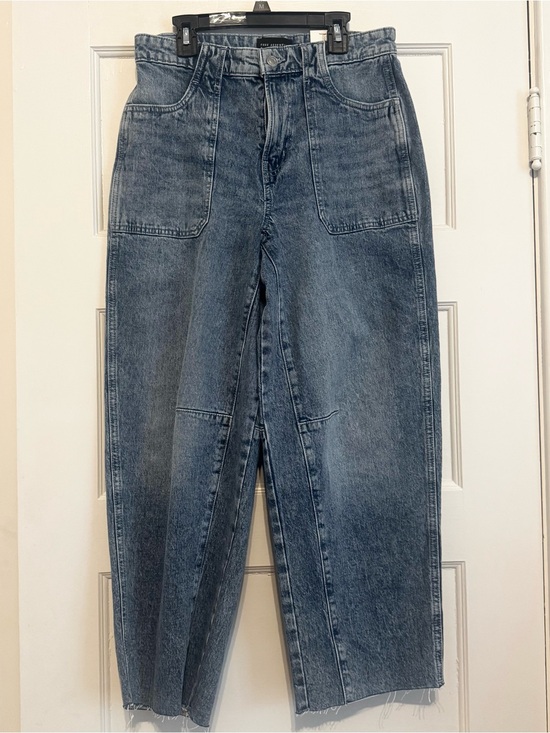 Free Assembly Denim - NWT Free Assembly Women's Cropped Carpenter Barrel Jeans With Raw Hem Blue Sz 4